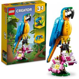 LEGO 31136 Creador 3-en-1: Loro Exótico, Modelo Rana y Pez. Set de Construcción de Figuras de Animales de la Jungla