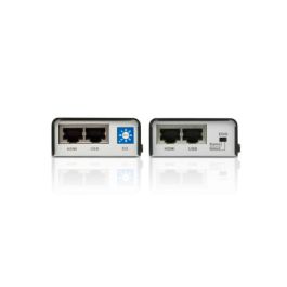 Aten VE803-AT-G Extensor HDMI + USB sobre Cat5e, Transmisor y Receptor AV, 60m, Negro, Gris