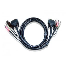 Aten 6ft USB DVI-D Single Link cable para video, teclado y ratón (kvm) Negro 1,8 m