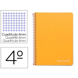 Cuaderno Espiral Liderpapel Cuarto Witty Tapa Dura 80H 75 gr Cuadro 4 mm Con Margen Color Naranja 5 unidades