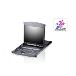 Aten KL1508A Consola LCD Dual Rail con Switch KVM Integrado Multi-interfaz Cat 5 de 8 Puertos