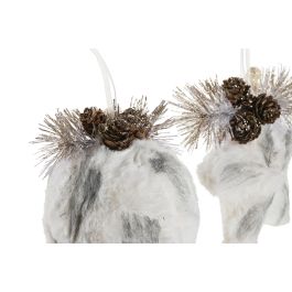 Decoracion Colgante Navidad Alpina DKD Home Decor Blanco Gris 13 x 4.5 x 14 cm (6 Unidades)