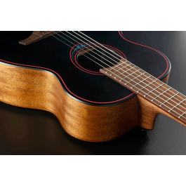 LAG Guitarra Acústica Travel Nylon Blue Wave AE Blue Wave 1 Tapa Cedro Rojo Macizo Fondo Caoba Satinado