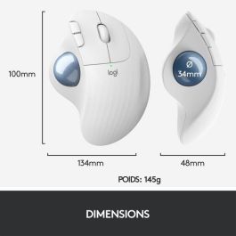 Logitech ERGO M575 Ratón Trackball Inalámbrico RF/Bluetooth, 2000 DPI, Blanco, Incluye Receptor Nano y Pilas, Para Mano Derecha