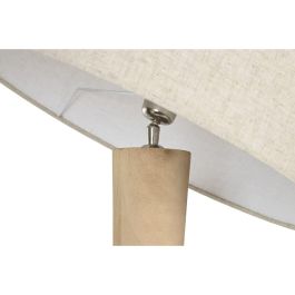 DKD Home Decor Lámpara de Pie Moderna con Pantalla de Algodón y Base de Madera de Mango, 50x172x50 cm, Bombilla E27 50W