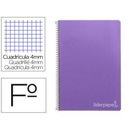 Cuaderno Espiral Liderpapel Folio Witty Tapa Dura 80H 75 gr Cuadro 4 mm Con Margen Color Violeta 5 unidades