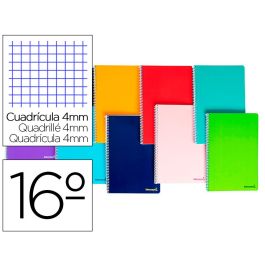 Cuaderno Espiral Liderpapel Bolsillo Dieciseavo Smart Tapa Blanda 80H 60 gr Cuadro 4 mm Colores Surtidos