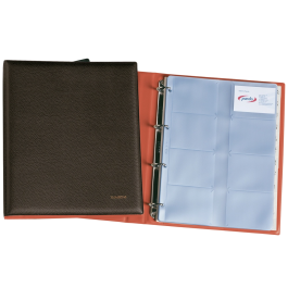 Pardo Tarjetero Folio 4 Anillas Similpiel Negro para 320 Tarjetas 320x275 mm