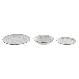 DKD Home Decor Vajilla Scandi Gris Claro 20x20x4 cm 18 Piezas Set