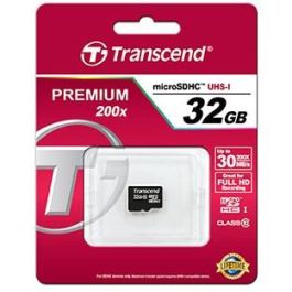 Transcend TS32GUSDHC10 Tarjeta microSDHC Premium de 32GB Clase 10, Velocidad de Lectura 90MB/s con Adaptador SD