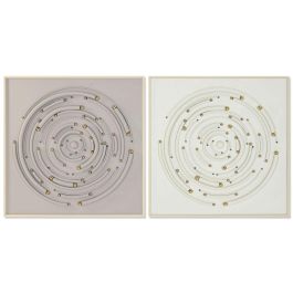 DKD Home Decor Cuadro Moderno de Decoración de Interiores de Lienzo, Diseño Círculo, Gris y Beige, 100x100 cm (Set de 2)