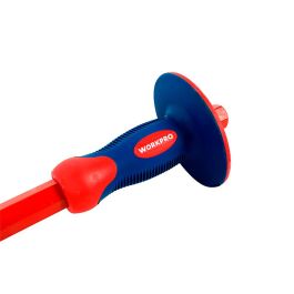 Workpro Cincel Ergonómico 4 x 305 mm, Hoja de Acero Cromo-Vanadio Forjado, para Cortar Hormigón con Protector de Mano