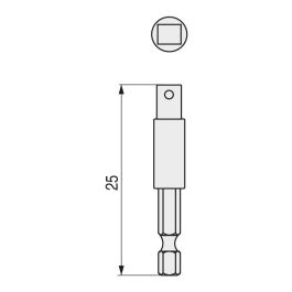 DUVER Adaptador de Inserción para Llaves de Carraca y Vasos con Cuadradillo 1/4", 25mm Largo