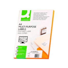 Q-connect KF10658 Etiqueta Adhesiva 105x57 mm para Láser Ink-jet Fotocopiadora, Caja 100 Hojas Din A4