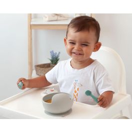 KioKids Cuenco de Silicona Caracol Gris con Ventosa, Apto Microondas y Lavavajillas, +6 meses, 9x17 cm