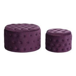 Reposapies Glam DKD Home Decor Purpura 70 x 42 x 70 cm Set de 2 Reposapies Glam DKD Home Decor Purpura 70 x 42 x 70 cm Set de 2