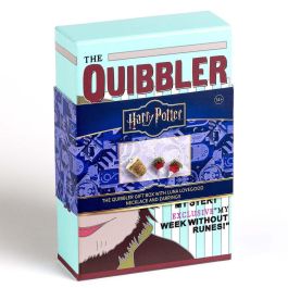 THE CARAT SHOP Harry Potter Luna Lovegood Set Colgante Quibbler y Pendientes Rábanos - Sin níquel, 40cm cadena