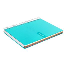 Cuaderno Espiral Liderpapel A4 Micro Crafty Tapa Forrada 120H 90 gr Cuadro 5 mm 5 Bandas 4 Taladros Color Turquesa