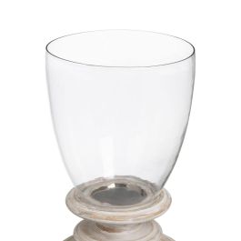 Portavelas Blanco Madera Cristal 28 x 28 x 43 cm Portavelas Blanco Madera Cristal 28 x 28 x 43 cm