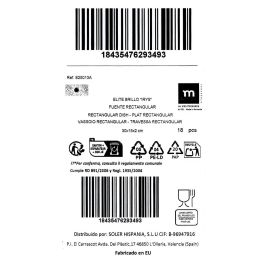 Fuente Rectangular Irys Elite 30x15 cm - Inde (18 Unidades) Fuente Rectangular Irys Elite 30x15 cm - Inde (18 Unidades)