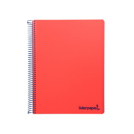 Liderpapel Cuaderno espiral micro wonder A5 120h 90gr cuadro 5mm tapa plástico 6 bandas 6 taladros color rojo