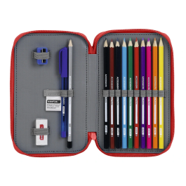 Plumier Doble Real Sporting de Gijón Rojo 12.5 x 19.5 x 4 cm (28 piezas)