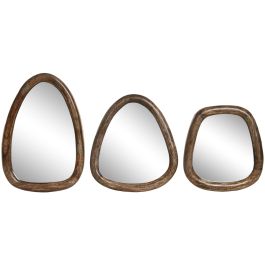 DKD Home Decor Espejo Redondeado Marron de Madera de Mango, Set de 3 unidades Estilo Urban Softedges, 25x22x2.5 cm Precio: 124.69000027. SKU: B1FAVEK53H