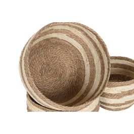 DKD Home Decor Cesta de Fibra Natural Crema, Set de 6 unidades, 53 x 43 x 53 cm