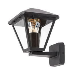 RABALUX RAB-7146 Aplique Exterior Paravento 1xE27 IP44 Negro Aluminio Cristal Transparente Clásico para Terraza