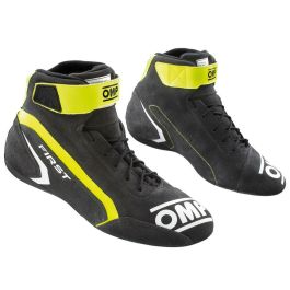 Omp OMPIC0-0824-A01-182-44 Zapatillas de Rally First FIA 8856-2018 en Ante Gris/Amarillo Fluo Talla 44