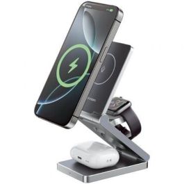 Vention FGFH0 Cargador Inalámbrico 3 en 1 MagSafe Plegable 15W para iPhone, iWatch y AirPods, Aleación Aluminio Gris