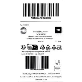 La Mediterranea Plato Postre Anya Monaco Brillo Ø20 cm (12 Unidades)