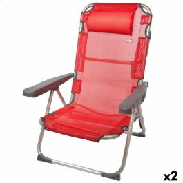 Silla Plegable con Reposacabezas Aktive Menorca Rojo 48 x 90 x 60 cm (2 Unidades)