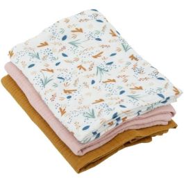 Set de 3 Arrullos de Bambú - DOMIVA - 1 Estampado + 2 Liso - Rosa caramelo - 60x60 cm Precio: 27.50000033. SKU: B1FL7KHBML