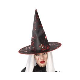 Sombrero de bruja negro con manchas rojas y borde rojo 38 cm - Perfecto para Halloween y cosplay Precio: 1.49999949. SKU: S1131404