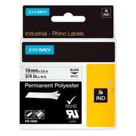 Cinta Laminada para Rotuladoras Rhino Dymo ID1-19 19 x 5,5 mm Negro Poliéster Blanco Autoadhesivas (5 Unidades)