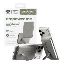 PanzerGlass Empower Bank con Spin Stand - Batería Portátil Inalámbrica 5000mAh, Carga Rápida 20W, Compatible con MagSafe, Cargador 15W, Color Titanio