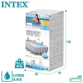 Intex Piscina Prism Frame Rectangular 400x200x122cm con Bomba de Filtro para Niños +6 Años