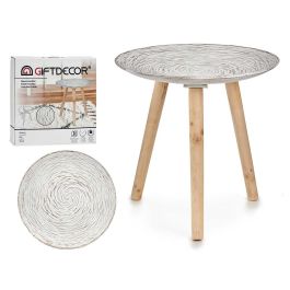 Giftdecor Mesa Auxiliar Decorativa de Madera de Eucalipto con Diseño Espiral 40x40x39 cm para Hogar, en Tonos Blanco y Madera (6 Unidades) Precio: 65.49999951. SKU: B1EAWREMDB