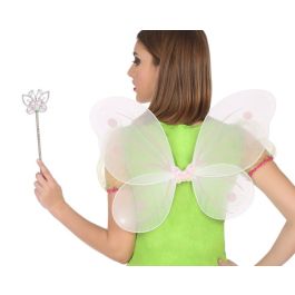 Alas De Hada Blancas Con Varita Y Detalles Brillantes 41x49 cm - Accesorio para Niños, Temática Hadas
