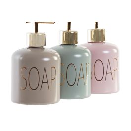 DKD Home Decor Dosificador Rosa Beige Cristal y ABS 8 x 14 x 8 cm Capacidad 450ml (12 Unidades)