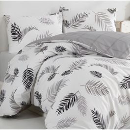 Juego de cama ASI8683743677702 - Funda nórdica 220x240 cm y 2 fundas de almohada 60x60 cm - 100% algodón reforzado gris