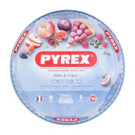 Pyrex Classic Molde Tarta Redondo Vidrio Transparente 30 cm, Resistente Rayones, Horno 300°C, Microondas y Lavavajillas