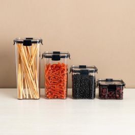 Quid Tarro PET Cocco 0,45 L Transparente con Tapa Hermética 4 Cierres, sin BPA, Reciclable