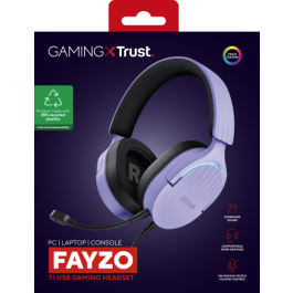 Trust GXT 490P FAYZO Auriculares Alámbricos Gaming USB Sonido Envolvente 7.1 Micrófono RGB Negro/Púrpura