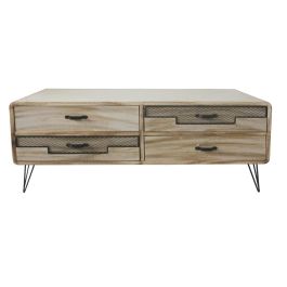DKD Home Decor Mueble TV Morefond Indus Loft Natural Negro 115 x 43 x 61 cm