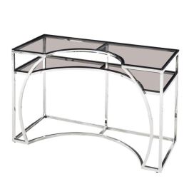 DKD Home Decor Consola Plateada Acero y Cristal 50 x 75 x 120 cm Desmontable