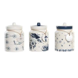 Bote DKD Home Decor 12 x 12 x 16 cm Azul Blanco Dolomita (3 Unidades) Precio: 24.50000014. SKU: S3044567