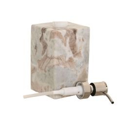 DKD Home Decor Dosificador de Mármol Moderno Marrón y Blanco 7.5x7.5x18 cm