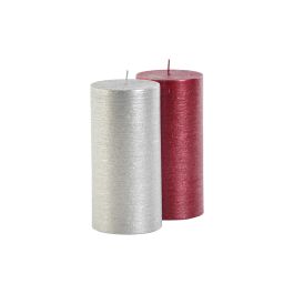 DKD Home Decor Vela Navidad Tradicional Rojo Plateado Cera 7x14x7 cm Pack 12 Unidades Duración 75h